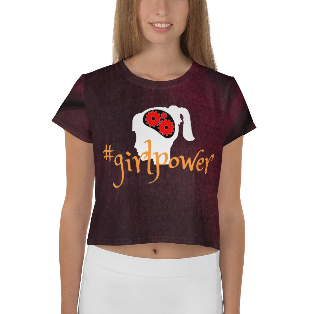 Army Green #girlpower Cropped Tees. Girls' Hashtag Art Crop Top. WickedYo.